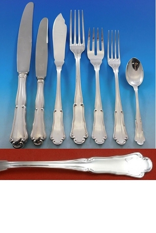 Barocco by Zaramella Argenti Italy 800 Silver Flatware Set Dinner 113 pieces